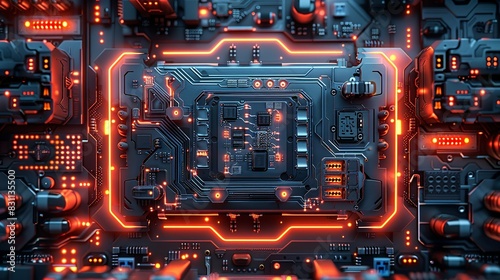 Nanotechnology illustration of a quantum processor with AI-driven circuits, symbolizing the convergence of these cutting-edge technologies. Minimal and Simple style