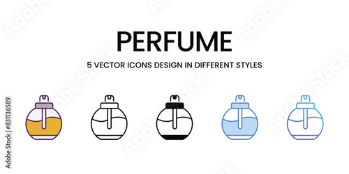 Perfume icons vector set stock illustration.