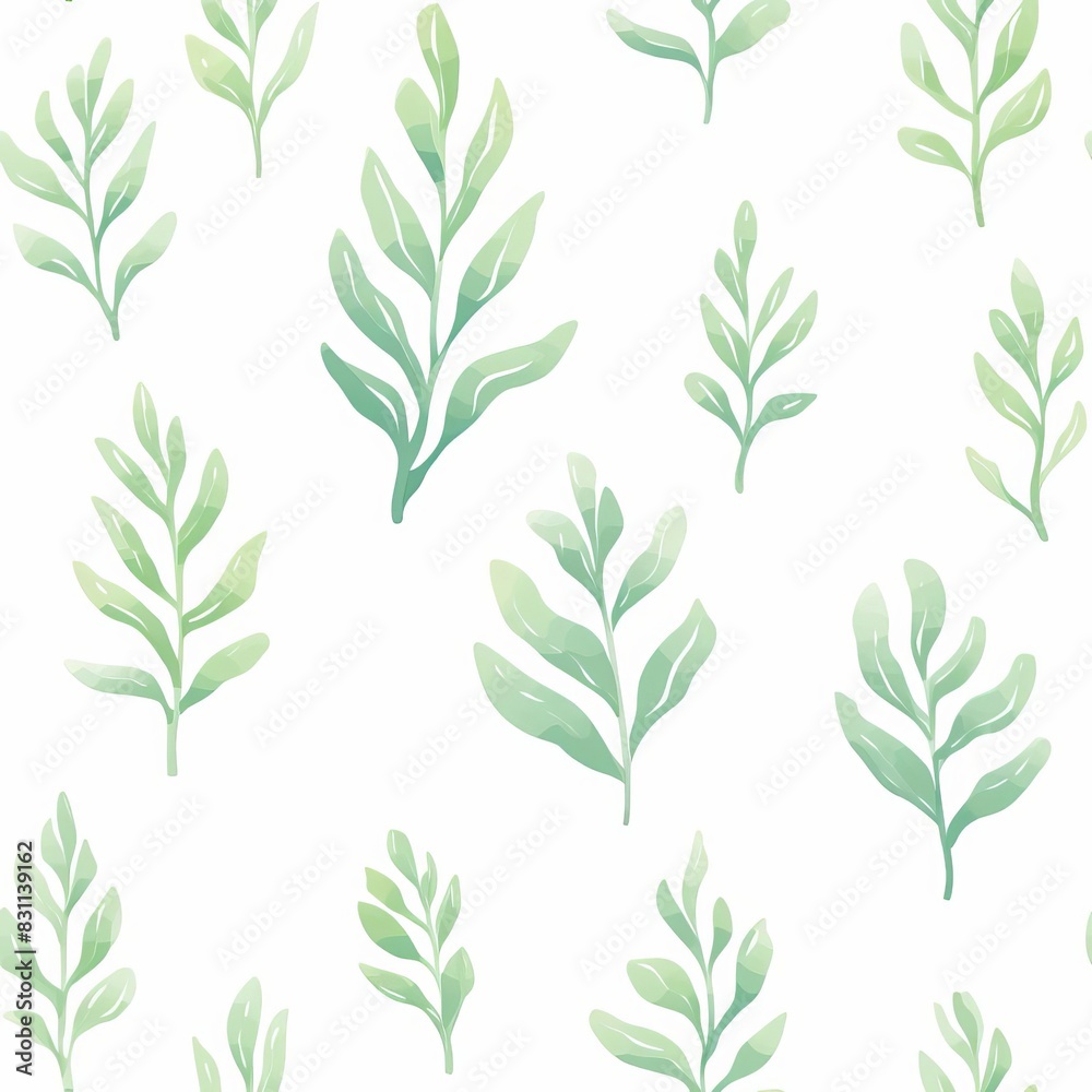 Seamless pattern of green leaves on white background. Seamless pattern of green leaves on white background.
