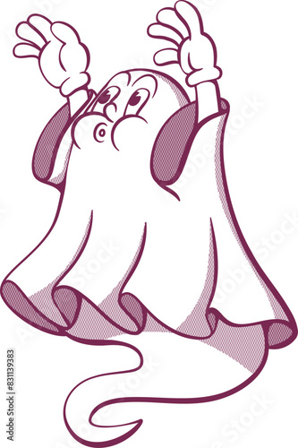 Retro groowy ghost halloween mascot