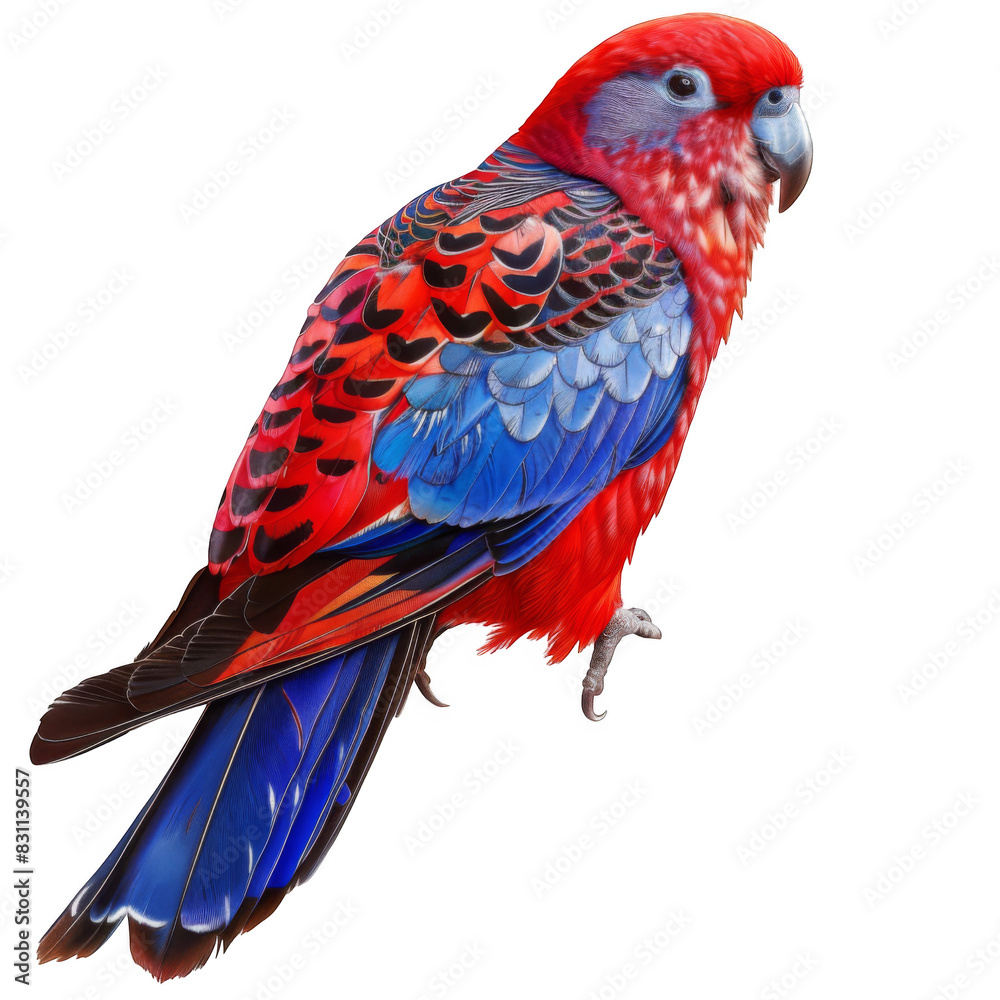 Obraz premium Crimson rosella bird on white background