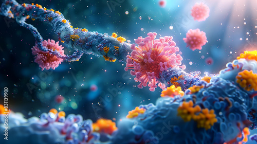 a single cell exhibiting mutation, with intricate details of the cellular membrane and internal components 