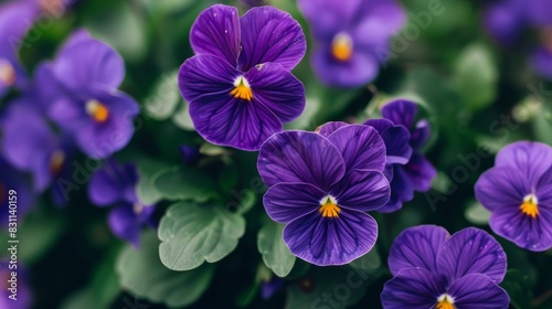 Close-up of dew-kissed purple flowers. Generative AI © Zero Zero One