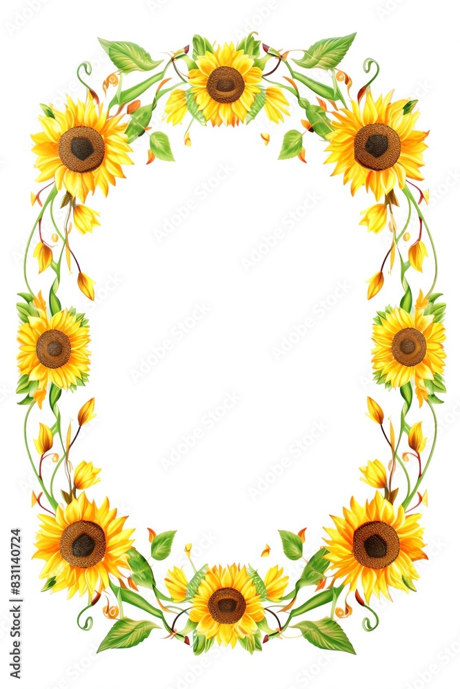 Beautiful rectangular sunflower frame with vivid yellow flowers and green leaves, perfect for invitations, cards, or nature-themed designs. Beautiful rectangular sunflower frame with vivid yellow flowers and green leaves, perfect for invitations, cards, or nature-themed designs.