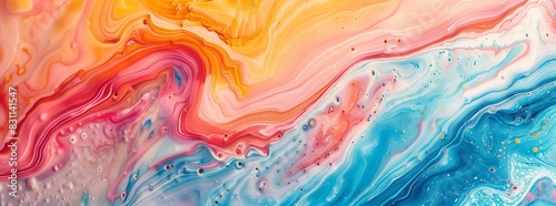 Wallpaper Mural Abstract background with colorful liquid marble texture, wavy pattern. Beautiful soft color waves in pink orange blue Torontodigital.ca