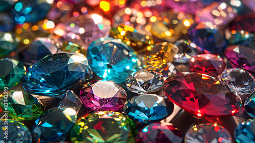 colorful diamond background. colorful diamonds of various sizes are placed in a center circle  © saritwat