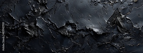 Black abstract background with a rough texture and dark grunge effect photo