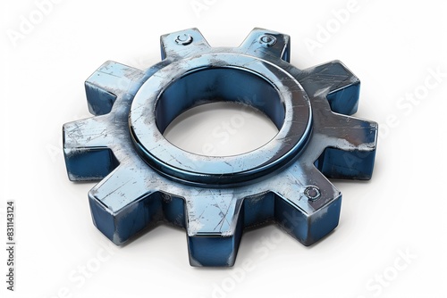 Blue gear wheel with central hole photo