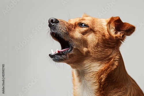 Dog yawning wide photo