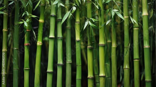 A detailed view of a bamboo plant with numerous vibrant green leaves