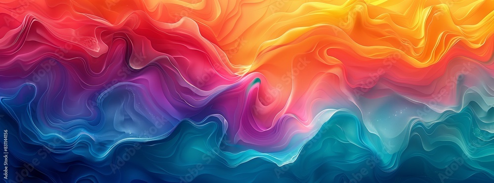 Colorful abstract background with wavy patterns and fluid shapes, creating an artistic wallpaper design