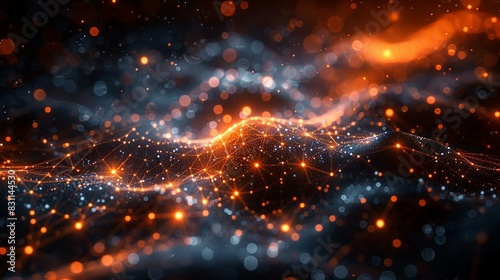 Visualization of quantum entanglement influencing AI-driven pathways, showcasing their interaction at the nanometer scale. Minimal and Simple style