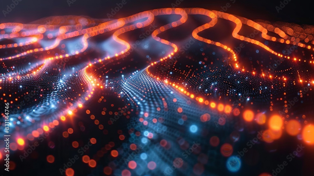 Atomic-level depiction of a quantum field with AI algorithms flowing through it, illustrating their synergy. Minimal and Simple style Atomic-level depiction of a quantum field with AI algorithms flowing through it, illustrating their synergy. Minimal and Simple style
