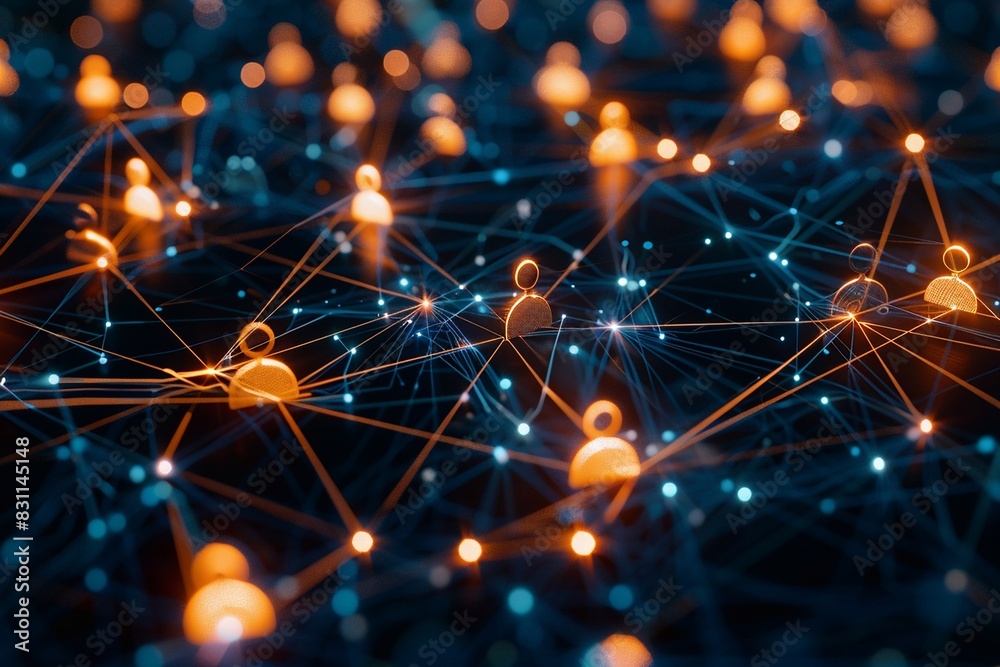 Obraz premium Abstract background showing a group of people using the internet network.