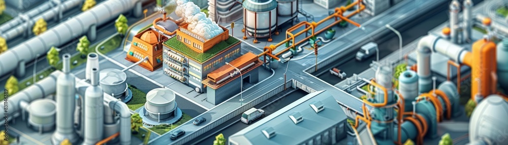 isometric city, detailed, intricate, pipes, valves, storage tanks, conveyors, roads, bridges, realistic, render, 3d, high quality isometric city, detailed, intricate, pipes, valves, storage tanks, conveyors, roads, bridges, realistic, render, 3d, high quality