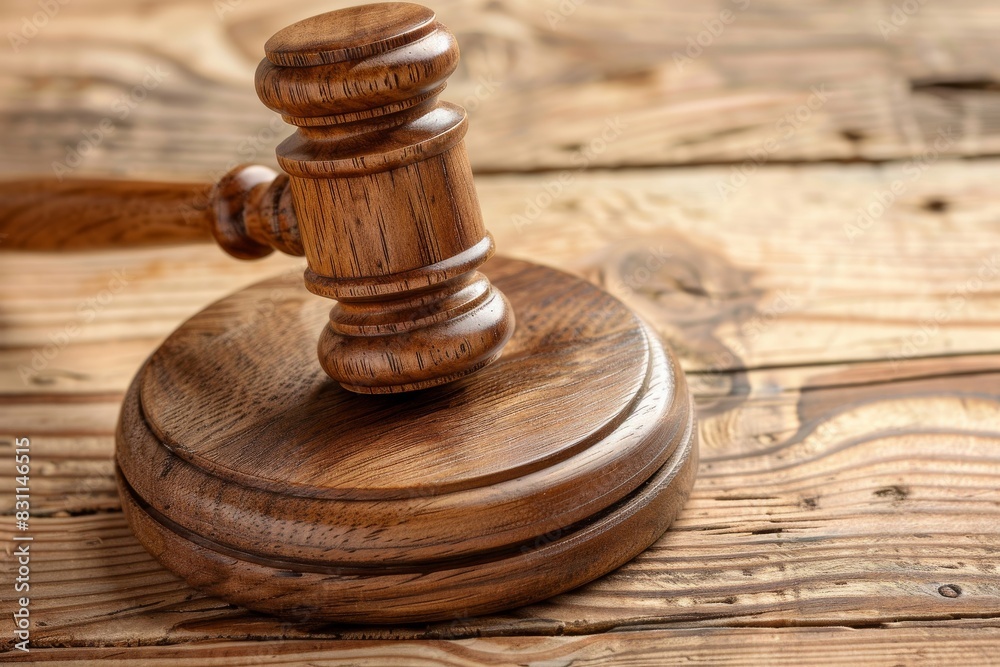 Close-up of wooden gavel on table - legal concept and symbolism Close-up of wooden gavel on table - legal concept and symbolism