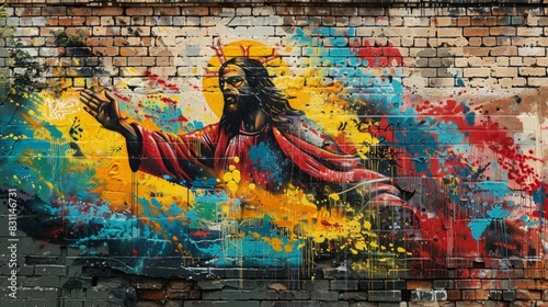 Bold Graffiti-Style Mural of Jesus in Prayer at Gethsemane