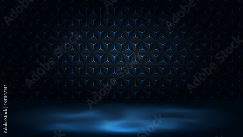 Dark empty background with fog for product presentation.