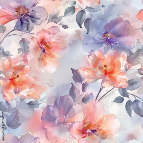 Soft Watercolor Floral Pattern for Spring and Summer