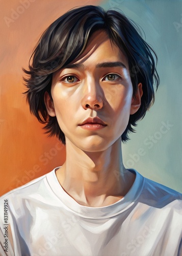 Close Up Illustration Person Wearing Plain T-Shirt Casual Fashion Style