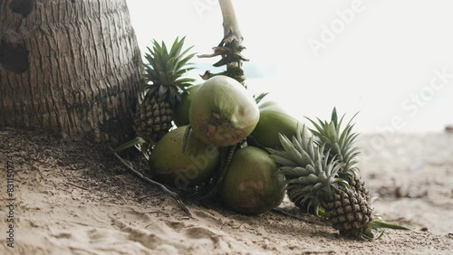 footage of coconut water seller in seaside Uses of Coconut Health Fruit for Health collection of fresh green coconuts photo