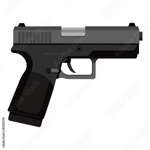 Vector Illustration of SemiAutomatic Handgun Clipart for Design Projects