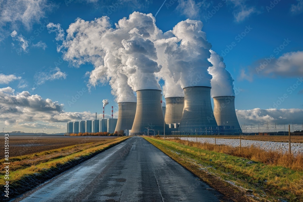 White smoke coming out of the nuclear plants. White smoke coming out of the nuclear plants.