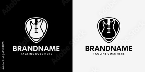 Logo pick guitar, electric guitar, band, music, entertainment, vector, studio