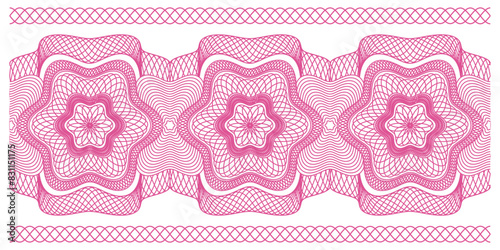 A pink seamless guilloche border. A vector image.
