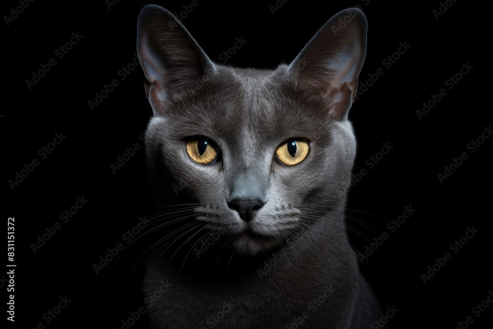 Portrait of a cute korat cat over white background