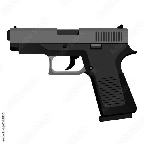 Vector Illustration of SemiAutomatic Handgun Clipart for Design Projects