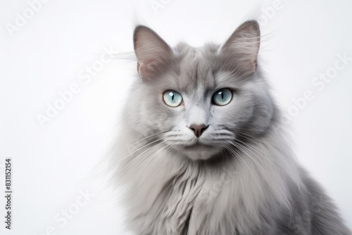 Portrait of a cute nebelung cat while standing against white background © Markus Schröder