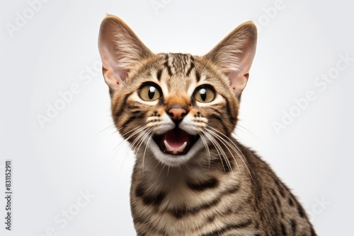 Portrait of a happy savannah cat isolated on white background © Markus Schröder