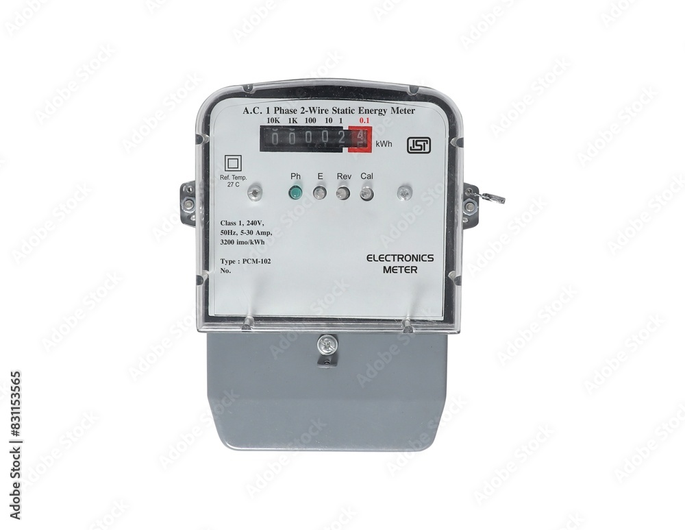 Fototapeta premium Analog Electricity Meter Isolated on White Background