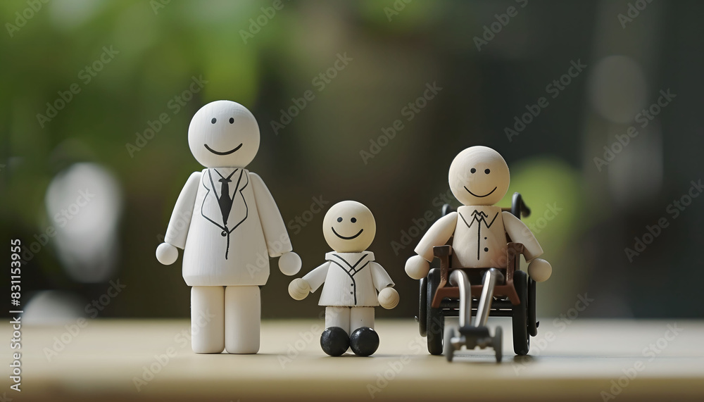 Obraz premium Wooden Dolls of Smiling Doctor and Patients