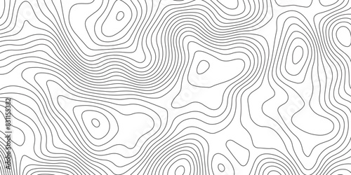 Abstract topography contour map background design .modern design with white background and black wave lines .geography contour map linear background vector illustration .