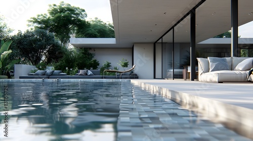 Swimming pool in model house © Seamless