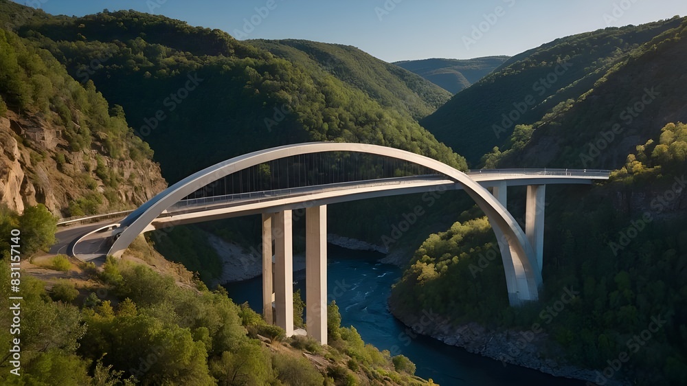 Fototapeta premium Ensuring Bridge Designs Minimize Ecological Impact and Preserve the Natural Surroundings.