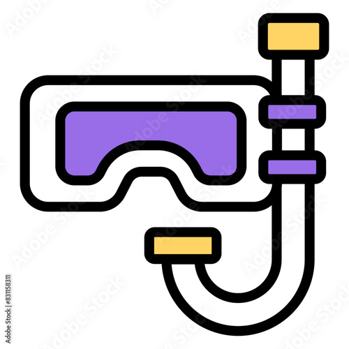 Oxygen pipe with goggles, icon of snorkeling mask

