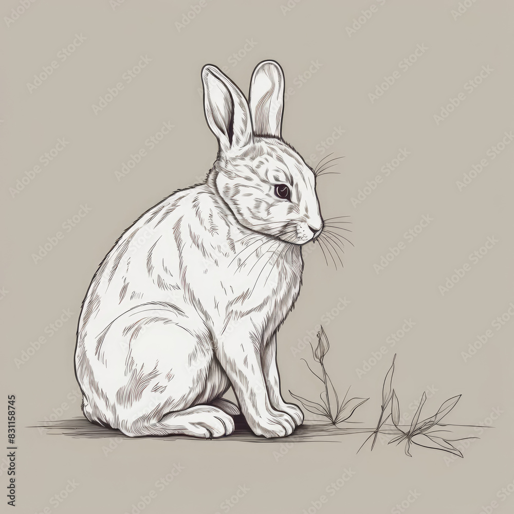 Fototapeta premium white rabbit on a black background