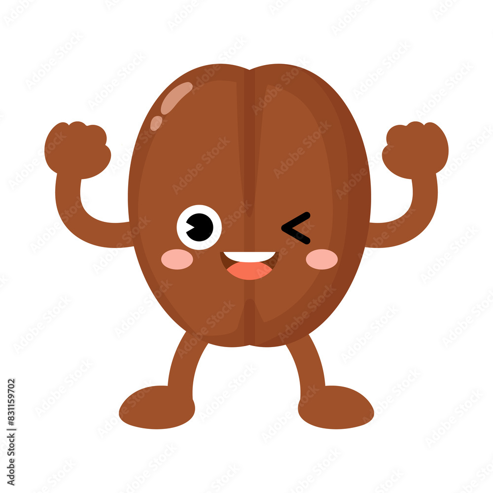 Fototapeta premium Funny coffee bean cartoon, Character bean