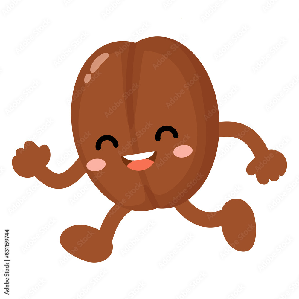 Obraz premium Funny coffee bean cartoon, Character bean