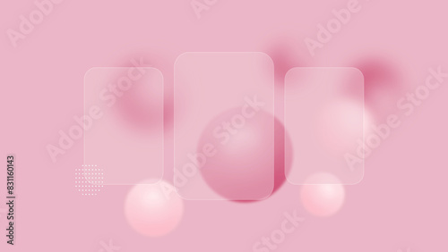 Peach pink background with bubbles in glass morphism style.