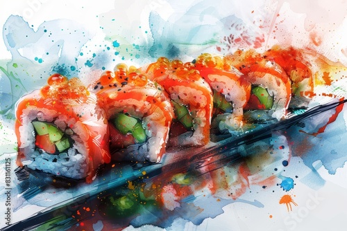 A magazine cover illustration featuring a delectable sushi lamb creation, rendered with vivid colors and a focus on its yummy presentation