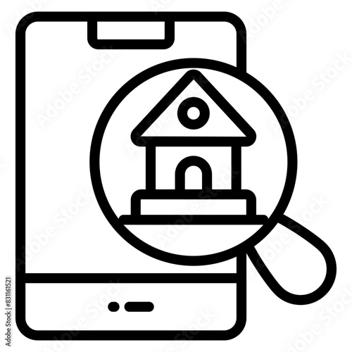 Creative design icon of search home


