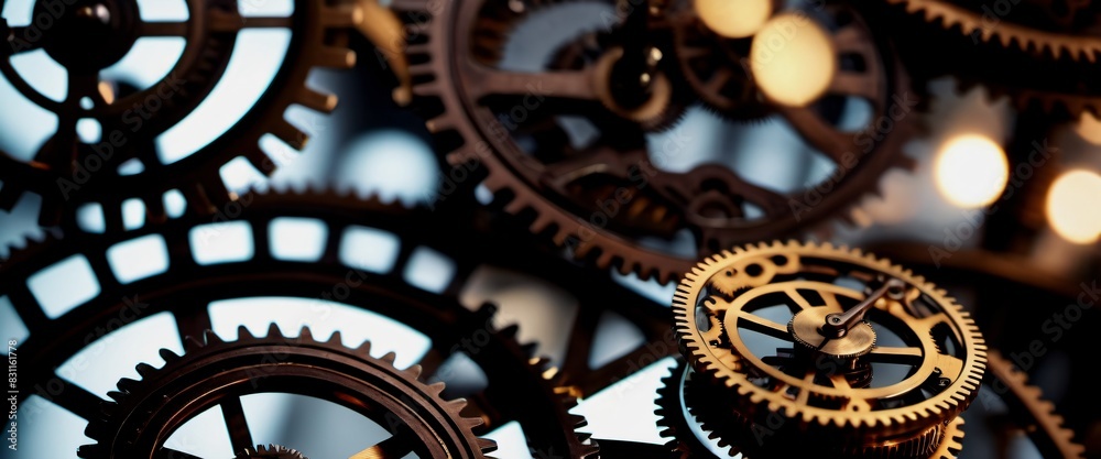 Steampunk Clockwork Mechanism  Intricate details gears interlock