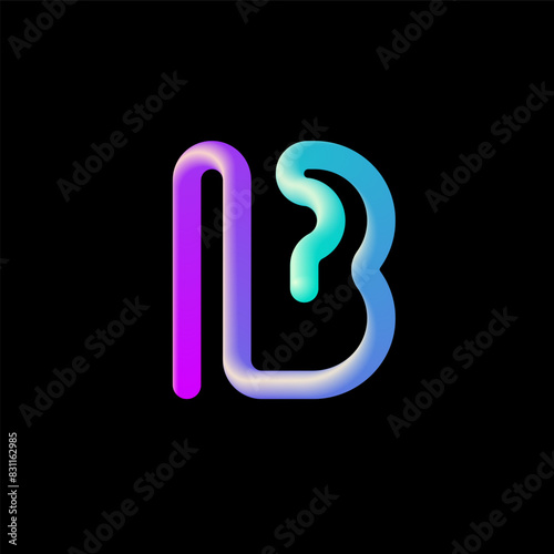 3d letter B, alphabet font made from volumetric tubular