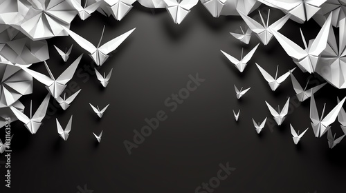 Origami doves made from white paper. photo