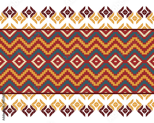 embroidery abstract Traditional geometric ethnic fabric pattern ornate elements with ethnic patterns design for textiles, rugs, clothing, sarong, scarf, batik, wrap, embroidery, print, curtain, carpet