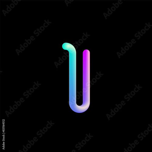 3d letter I, alphabet font made from volumetric tubular